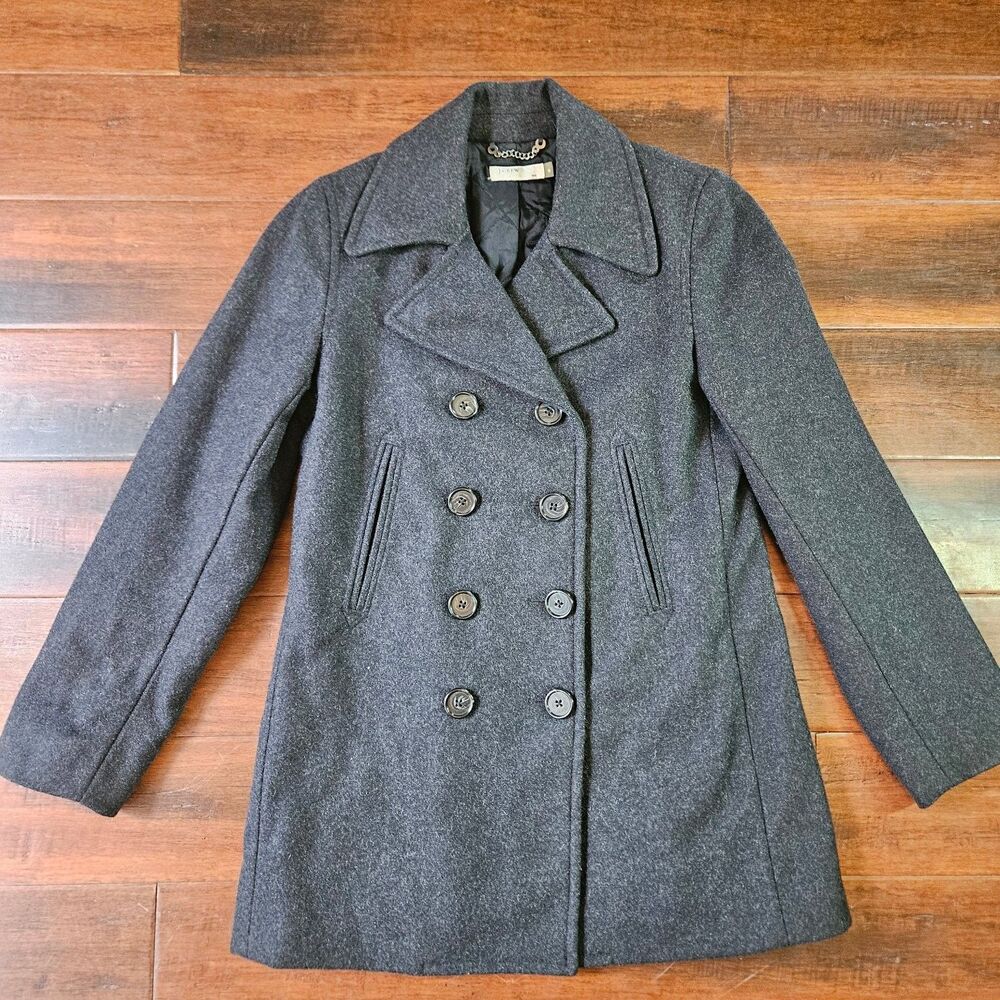 J. Crew Women's Small S Charcoal Gray Wool Blend Thinsulate Insulated Pea Coat